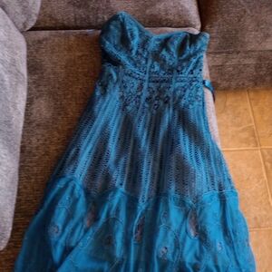 Elegant Teal Strapless Dress